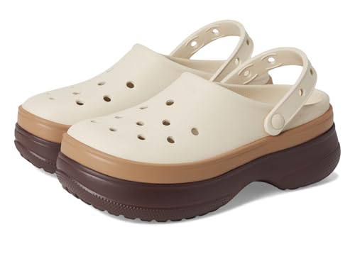 Crocs Unisex Classic Stacked Clogs Platform Platform Mocha Men 6, Women 8 Medium