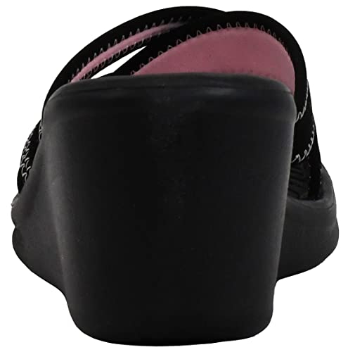 Skechers Skechers Cali Women's Rumblers-Beautiful People Wedge Sandal, Black/Light Pink, 9 M US