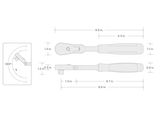TEKTON 3/8 Inch Drive x 8 Inch Flex Head Comfort Grip Ratchet | SRH22108 by TEKTON - Image 7