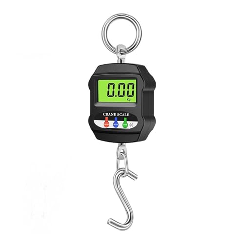 Báscula de gancho colgante LCD digital de 300 kg, báscula de grúa de 660 lb/0,05 kg, balanza industrial con carcasa de aleación de aluminio retroiluminada para construcción, fábrica(Black)