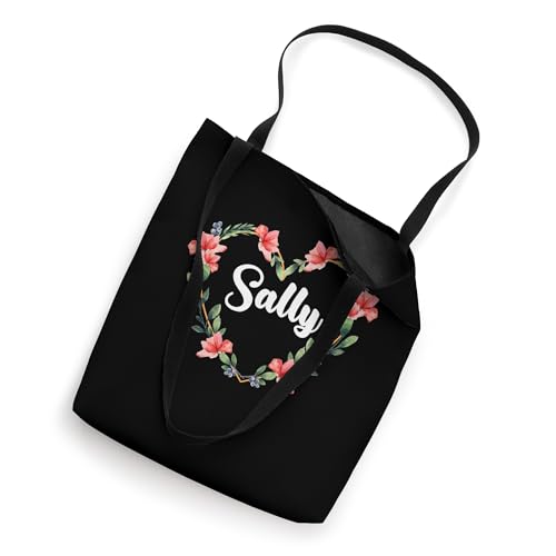 Bolso tote personalizado con nombre Sally y diseño de flores y corazón miniatura 2