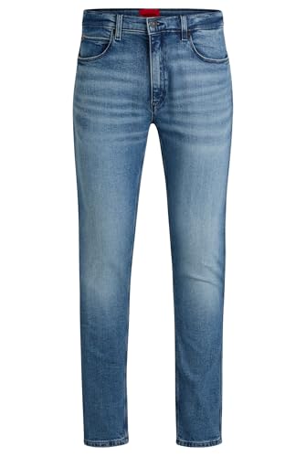 Image of HUGO Mens 734 Extra-Slim-fit Jeans in Blue Stretch Denim