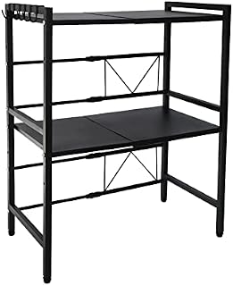 DasMorine Extendable Microwave Oven Rack, Heavy Load Microwave Shelf Stand, Carbon Steel Kitchen Table Shelf,Adjustable Baker's Rack, Kitchen Counter Space Saver Shelf Organizer, 110 lbs Capacity