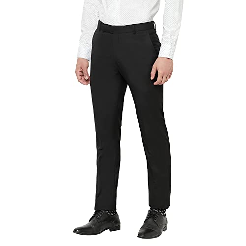 Image of Cantabil Solid Non Pleated Regular Fit Mid Rise Formal Trouser for Men | Formal Pants for Men | Formal Wear Regular Fit Trouser for Men (P-MTRF00044 Black)