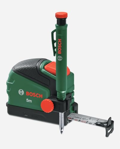 Miniatura 6 de Bosch Cinta Métrica 5 M Lápiz Marcador Con Clip Lápiz, Bloqueo Automático, Revestimiento De Nailon, 2 M Separación, Regla Métrica, Alta Precisión, Clip Para Cinturón, Mango Suave - Edición Amazon