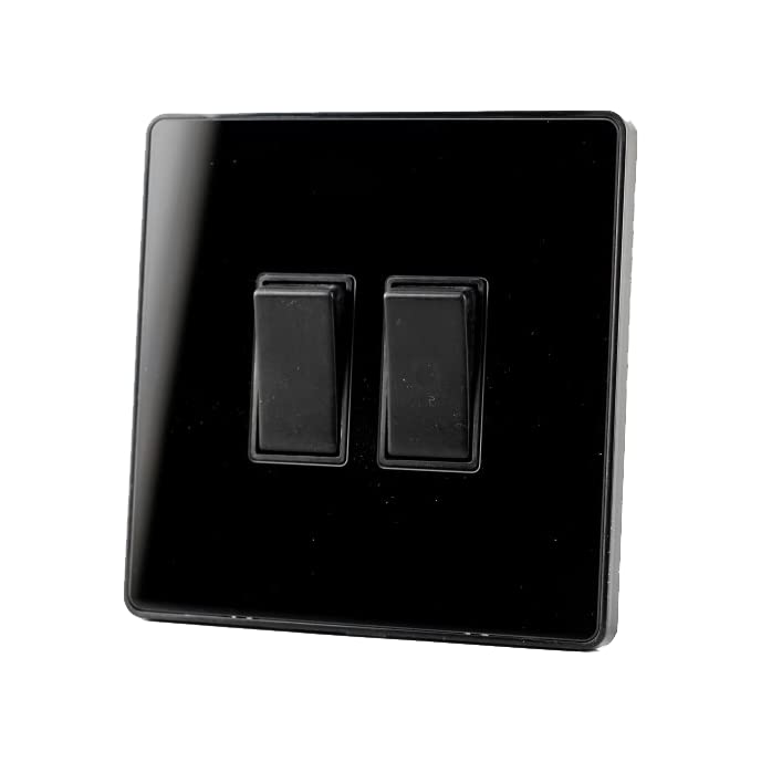 WK Electrical - WK Electrical - Glass Screwless - 2Gang 10AX 2-way Switch- BLACK