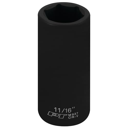 Image of Performance Tool M937 3 /8 in. Drive 11 /16 in. Deep Impact Socket | 6-point SAE deep well design for automotive use. Chrome vanadium steel. Rounded corners. Etched size markings