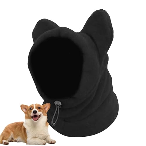 Hundemütze – Polarfleece-Hunde-Kapuze, warme Mütze, kaltes Wetter, Ohren-Kapuzenpullover, Kopfwickel, Halswärmer, Schal für kleine und mittelgroße Tiere