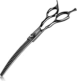 JASON 7' Curved Chunker Dog Scissors - Ergonomic Pet Scissors Black Shears 440C Stainless Steel Grooming Professional For Groomer Christmas Gift