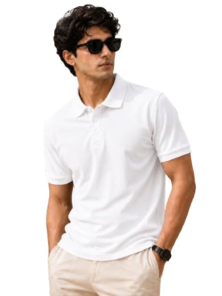 Men Regular fit Polo Neck T Shirt||Half Sleeve Casual Soft & Breathable Everyday Comfortable Wear Button Closer t Shirt for Men-Black-M-image-42