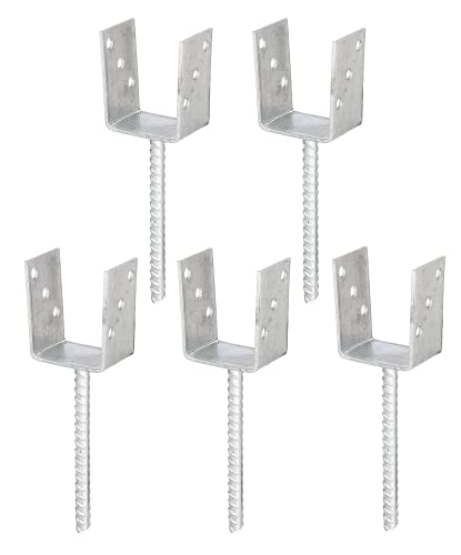 Alberts 215040 Support de poteau en U | avec ancrages en béton en acier ondulé | galvanisé à chaud | Largeur de la lumière 81 mm | Longueur d'ancrage en béton 200 mm | Lot de 5