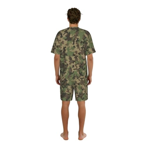 Ensemble de pyjama short hommes imprimé camouflage vert