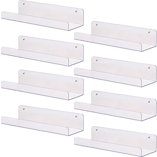 Sooyee 8 Pack Clear Acrylic Shelf, Invisible Floating Wall Ledge Bookshelf, Kids Book Display Shelves Wall Mounted,Funko Pop Shelves #TOP13