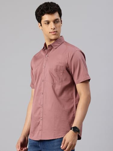 Image of Majestic Man Slim Fit Pure Cotton Half Sleeve Solid Casual Shirt