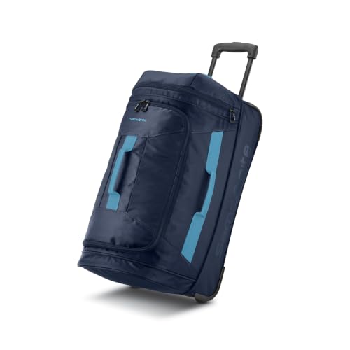 Samsonite Andante 2 Wheeled Duffel Bag 22-Inch Durable Rolling Luggage with Inline Skate Wheels Push-Button Handle & Spacious Compartments Travel-Friendly and Lightweight - Navy/Adriatic Sea