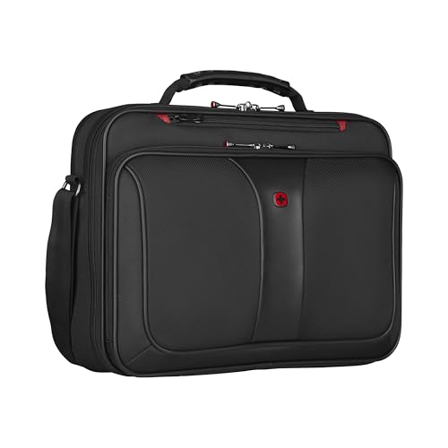 Wenger Legacy 16 Maletín para portátil con correa, portátil de hasta 16 pulgadas, maletín, organizador de artículos, 15 l, mujer hombre, oficina viajes negocios universidad, negro, 600647
