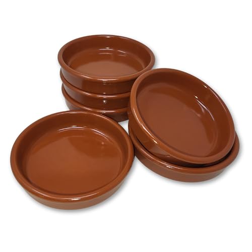 ToCi Lot de 4 bols à tapas marron - 230 ml - Coupelles à dessert en argile méditerranéenne - Diamètre : 15 cm - Argile traditionnelle d'Espagne