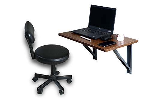 Image of Compal Heavy Duty Foldable Table for Laptop /Study /Dining /Microwave /Storage /Adults & Kids Study & Multipurpose Utility Engineered Wood Study Table (16x24 Inch Walnut Wall Mount Table)