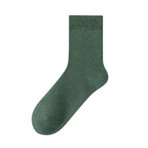 Yizelli 3 Pares de Calcetines de Algodón Mid Crew para Hombre Calcetines Casuales Negocios de Color Sólido para Otoño (Verde Ejército)