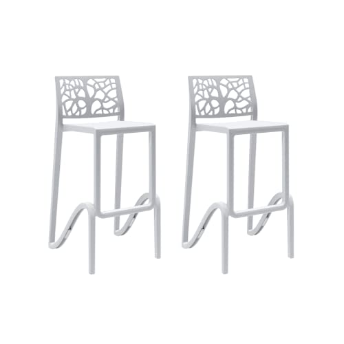 Tabouret Haut empilable pour intérieur et extérieur en polypropylène Teti Zefiro Blanc