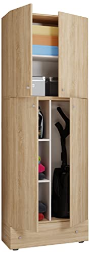 VCM Wooden Broom Cupboard Vacuum Cleaner Household Cabinet Drawer Lona S Wooden Broom Cupboard Vacuum Cleaner Household Cabinet Drawer Lona S Sonoma oak