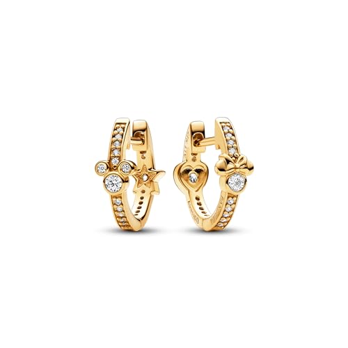 PANDORA Disney Micky Maus & Minnie Maus Funkelnde Ohrringe aus Sterling Silber mit vergoldeter Metalllegierung und Zirkonia, 262959C01