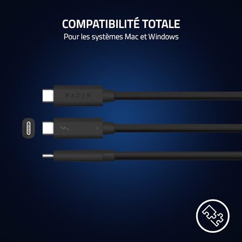 Razer Thunderbolt 4 Câble (2.0 Meter) - Jusqu’à 40 gigabits par seconde, Résolutions allant jusqu’à 8K | Noir