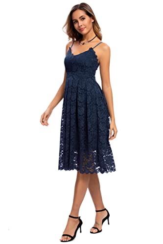 Atnlewhi Womens Spaghetti Strap V Neck Sleeveless A Line Lace Dresses for Evening Cocktail Formal Wedding Guest2