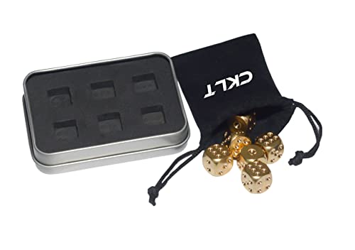Metal Dice Set 6Pcs, Solid Brass Dice With Gift Metal Case And Portable Bag, 6 Sided Metal Dice For Tables Board Game, Poker Party Role Playing Games #TOP2