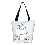 [RFBHOP] トートバック ユーニコン 牛 キュート ショルダーバッグ レディース メンズ 大容量 マイクロファイバー かわいい 通勤 通学 軽量 おしゃれ エコバッグ