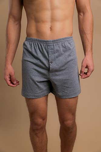 Cottonique Men's Elasticized Loose Boxer Shorts Made From 100% Organic Cotton (Melange Grey) (X-Large, Melange Grey) #TOP1