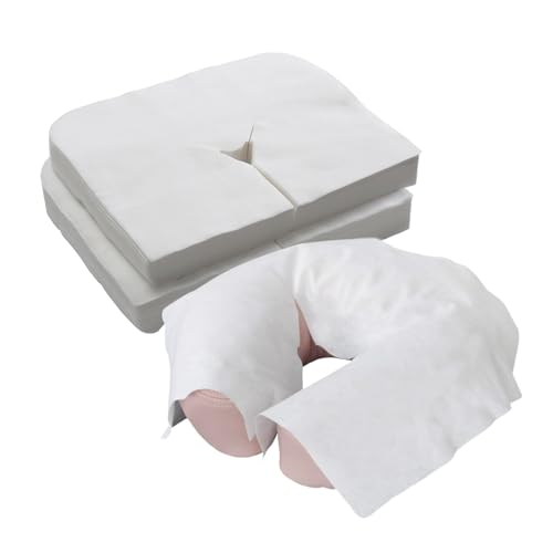 100 Szt. Jednorazowe Pokrowce na Zagłówek do Stołu do Masażu, Włókninowe Osłony na Otwór na Twarz 41 × 31 cm, Higieniczne Nakładki do Leżanek do Masażu, Łóżek Kosmetycznych i Terapeutycznych