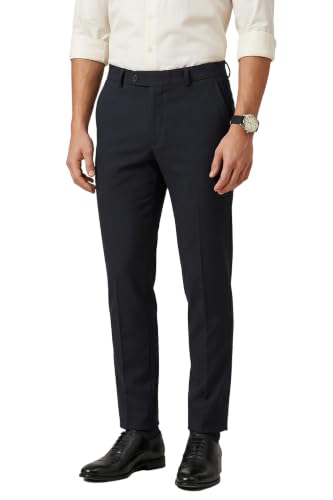 Image of Peter England Men's Premium Formal Stretchable Knit Super Slim Fit Trouser | Comfort Lycra | 360-Degree Stretch