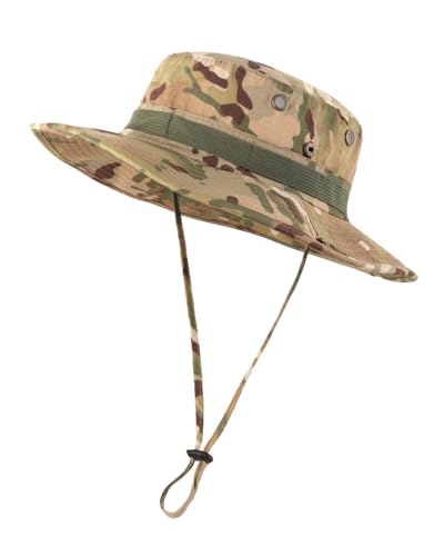 Image of XXL Boonie Sun Hat for Big Heads, Military Tactical Safari Hat with Chin Strap, Outdoor Hat for Fishing, Hiking, Hunting