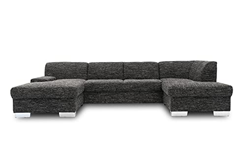 DOMO. collection Wohnlandschaft Star, Sofa in U-Form, Polstergarnitur, Couch 150 x 304 x 150 cm, in Webstoff schwarz