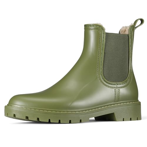 HISEA Winter Rain Boots for Women Waterproof, Womens Insulated Snow Boots Warm, Fur Lined Chelsea Ankle Booties for Autumn and Winter Outdoor Garden Farm Work