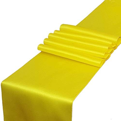 Rihana Home Satin Table Runner for Wedding Banquet Decoration Pack of 1,5,10,20 (Lemon Yellow, 1)