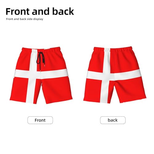 Denmark Danish Flag Youth Beach Pants, Soft and Breathable, with Drawstring Waist, Suitable for Sports and Leisure.2