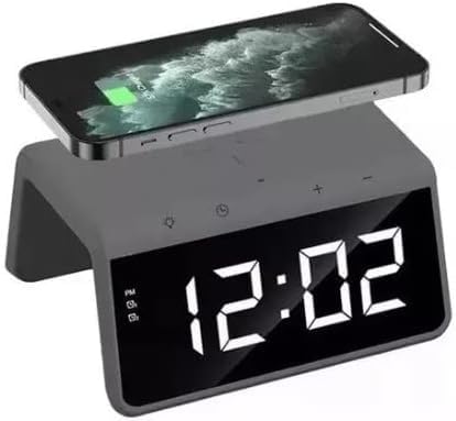 Carregador Indução Relógio Digital Com Abajur Led Colorido WS09 - Premium ABL.Store (Preto)