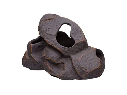 Image of Plecoceramics Aquarium Ceramic Decorations Cave Betta Stone Decor - Aquarium Fish Tank Hideway Decor for breeding Cichlids Plecos Betta Toys Hideout (Magma Rock)