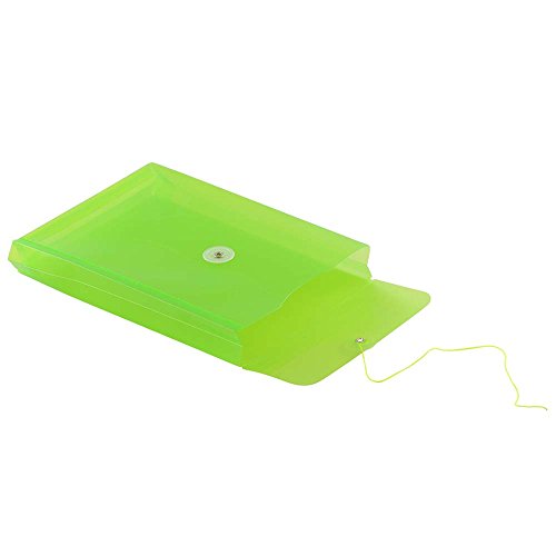 Jam Paper Plastic Envelopes With Button & String Tie Closure - 6 1/4 X 9 1/4 - Lime Green - 12/Pack #TOP3