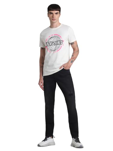 Image of JACK & JONES Men's Cotton Solid Slim Fit T-Shirt