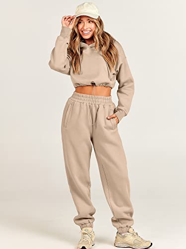 Prinbara Women's 2023 Fall Two Piece Outfit Long Sleeve Cropped Hoodie Long Pants Tracksuit Sweatsuits Jogger Set 1Pa044-Zongse-S #TOP2