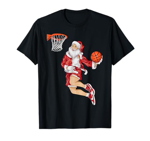 Santa Basketball Dunk Christmas | Winter Athlete Gift T-Shirt