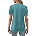 Womens Tops Loose fit Tunic Puff Short Sleeve V Neck T Shirts Lightweight Breathable Business Casual Dressy Blouses Womens Summer Tops Trendy Puff Sleeve Tops Cool Summer 2025 Womens Fashion