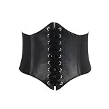 Elastischer Gürtel für Damen Cintura corsetto super larga in pelle PU, cintura snellente for il corpo da donna, cinture elastiche a vita alta, sottile femminile(Style 1 Black)