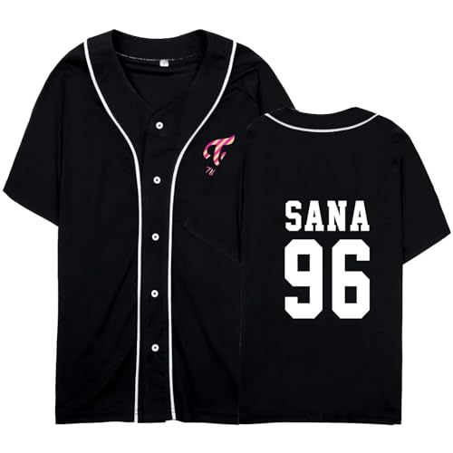 FUJUTANG Twice Baseball Jersey Tzuyu Mina Momo Sana Dahyun Chaeyoung V Neck Hip-Hop T-Shirt