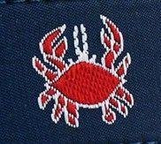 COUNTRY CLUB PREP Feeling Crabby Leather Tab Belt in Navy on White Canvas2