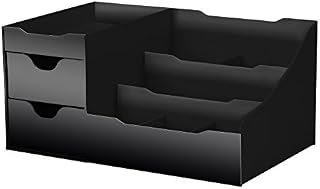 UNCLUTTERED DESIGNS Cosmetics Organizer With DrawersModern Countertop Storage for ToiletriesClassic Storage for Cologne, Creams, Shaving Accessories (Black)