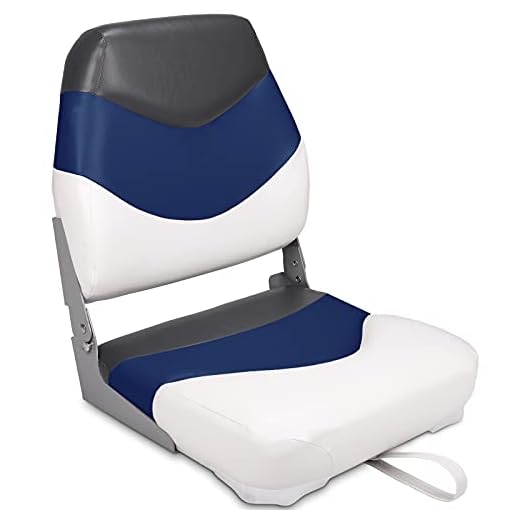 Leader Accessories Premium Folding Boat Seat White/Blue/Charcoal